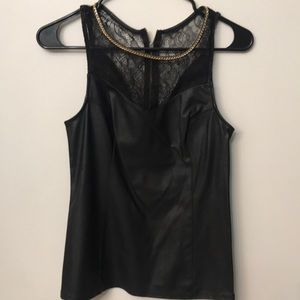 Black pleather, chain, lace top!